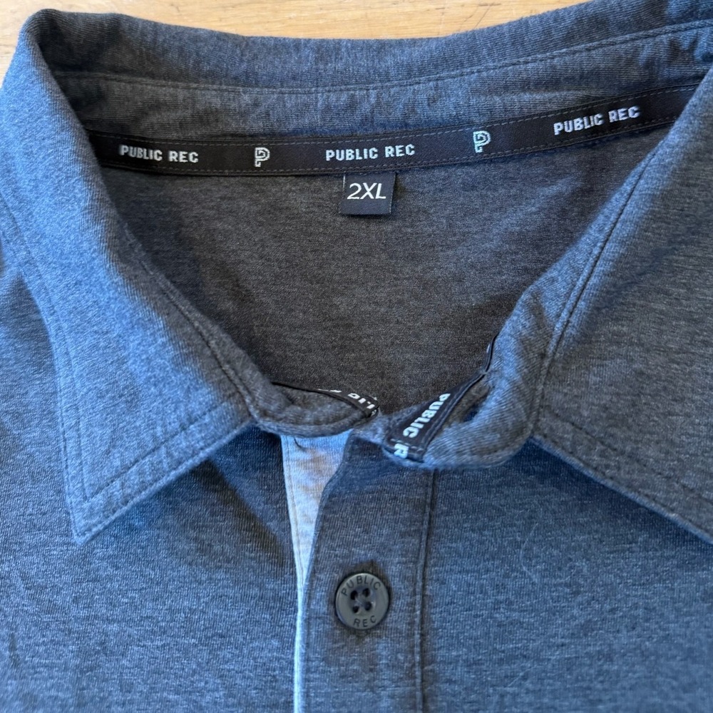 Public Rec Go-To Polo 2XL Charcoal Grey Pima Cotton Tencel‎ Stretch (1338)